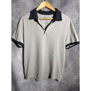 BYLT Premium Basics Drop Cut Lux Polo Shirt Mens Large Gray Polka Dot Collar
